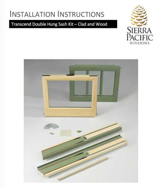 Clad and Wood Transcend Double Hung Universal Sash Kit Installation Guide