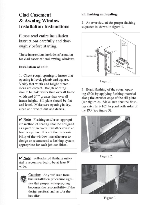 Clad Casement & Awning Window Installation Instructions