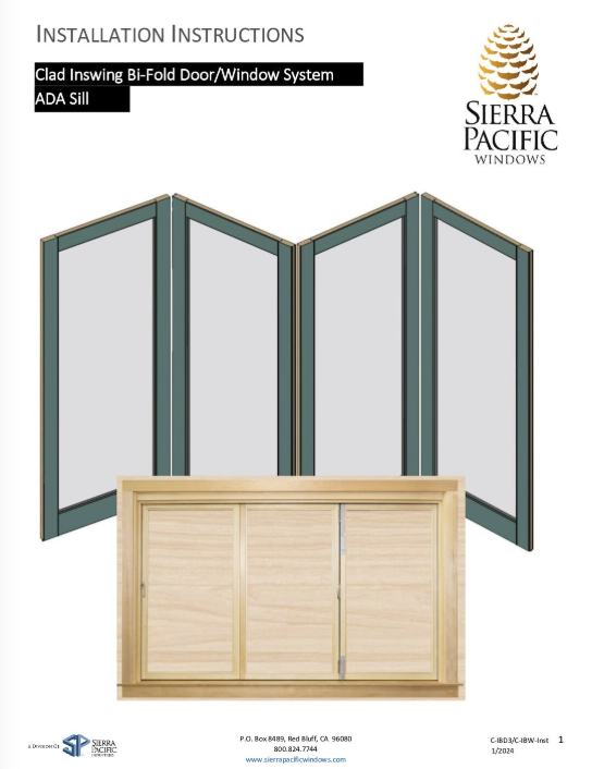 Clad Inswing Bi-Fold Door and Window Installation Guide-ADA Sill