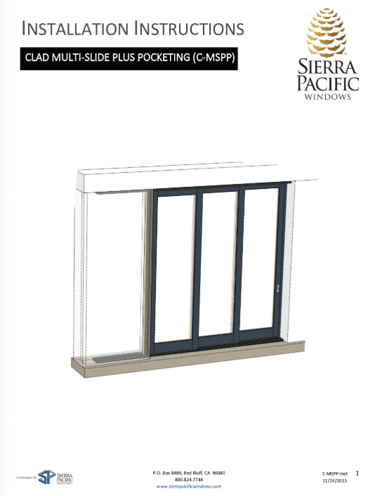 Clad Multi-Slide Pocketing Plus Installation Instructions