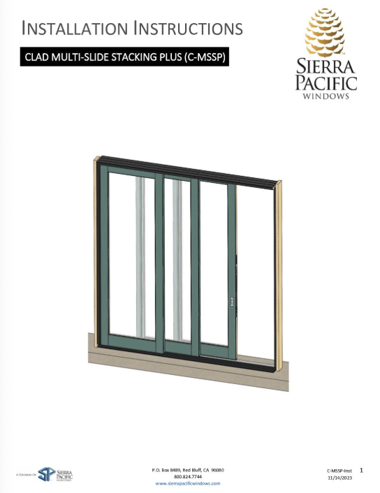 Clad Multi-Slide Stacking Plus Installation Instructions
