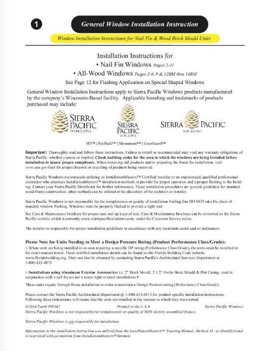 General Window Installation Instructions