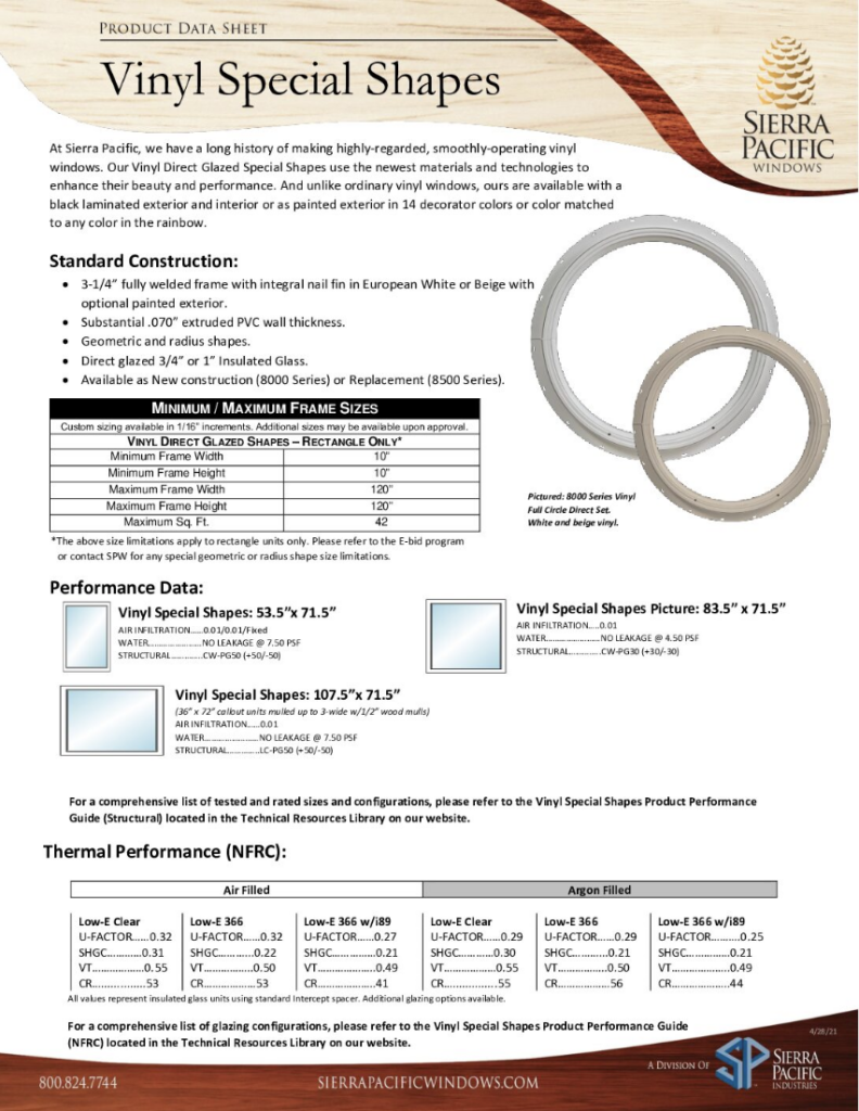 Vinyl Special Shapes Product Data Sheet
